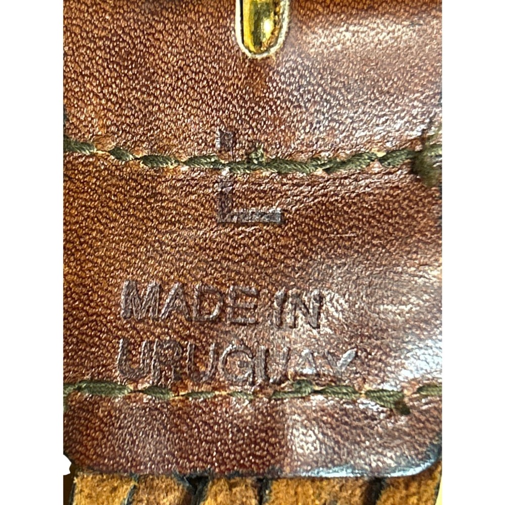 Covered Round Buckle Braided Leather Belt Cognac Brown Size L (up to 36") - Picture 7 of 7